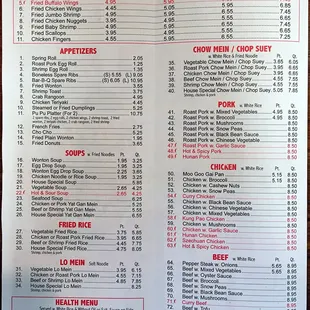 the menu