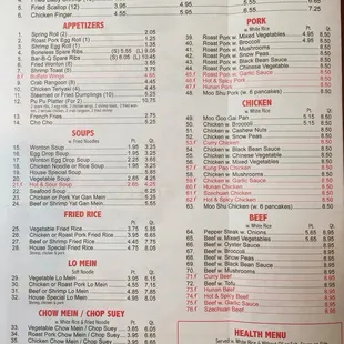 the menu