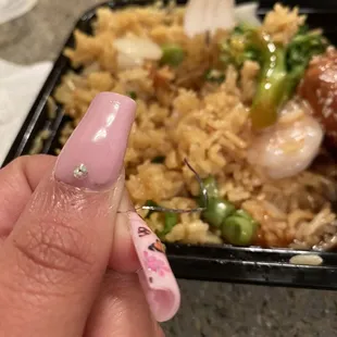 Food was good until I started choking on this silver piece of foil!! Highly disappointed! Never eating here again!!