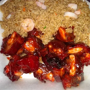 Chop rib tips with shrimp fried rice