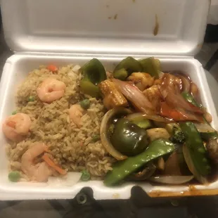 Szechuan Shrimp with Shrimp Fried Rice