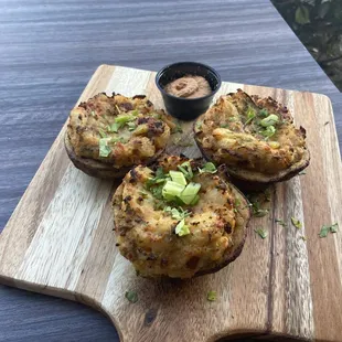 Cheesy Potato Skins are another excellent side item to complete your meal