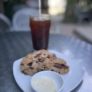 Plum scone with iced americano
