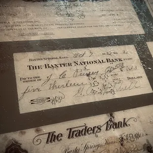 Very unique table tops had old checks.