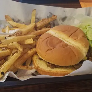 Cheeseburger and French fries