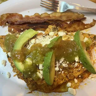 Mexican omelette with avocado and chorizo and added feta cheese suggested by waitress Cynthia