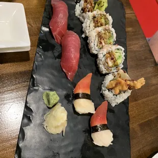 Spider roll and sashimi