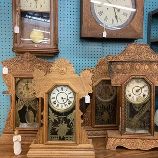 large selection of antique clocks