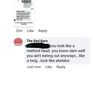 a text message from the red barn