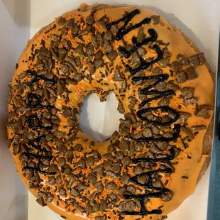 Family donut with Halloween decorations