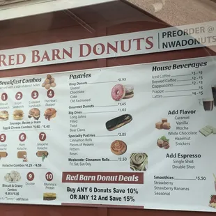 Drive thru menu