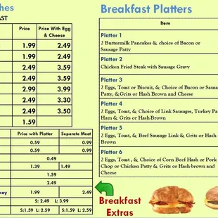 breakfast menu and prices