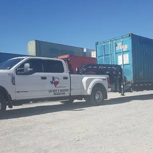 This trailer is big enough to haul a shipping container.
