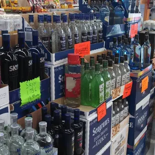 a variety of bottles