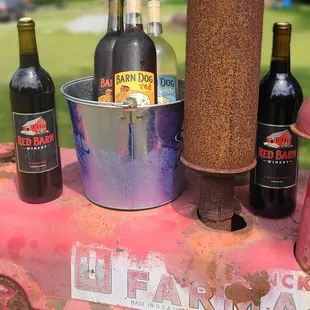 bottles of wine in a bucket