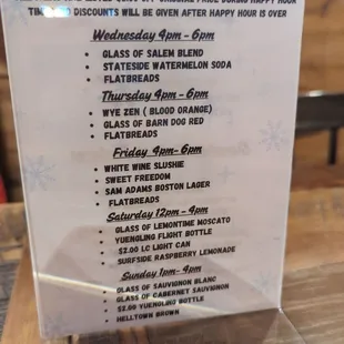 Happy hour menu!