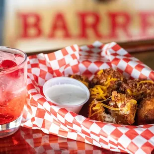 Red Barrel Bites are our signature appetizer...they're like a deep fried baked potato.