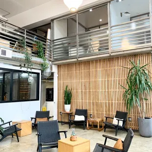 the lobby of a modern office