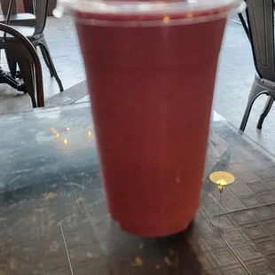 a plastic cup on a table