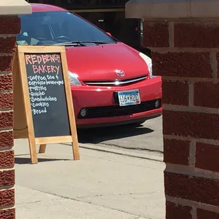 Outdoors at the Red Bench.