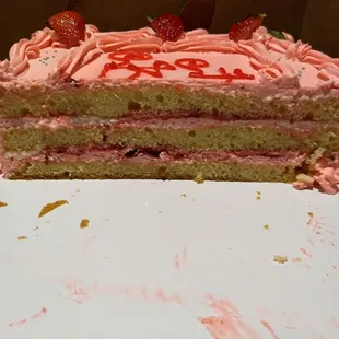 Moist, fluffy layers inside the cake.