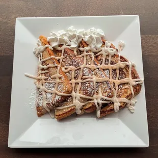 Cinnamon Roll French Toast (also available as a crepe)

Classic crepe + house-made cream cheese sauce