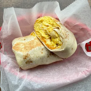 The OG Breakfast Burrito

eggs, cheddar cheese, shredded potatoes, &amp; your choice of protein