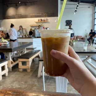 Flower child iced latte (honey and lavender) - tasty!