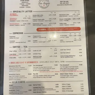 menu