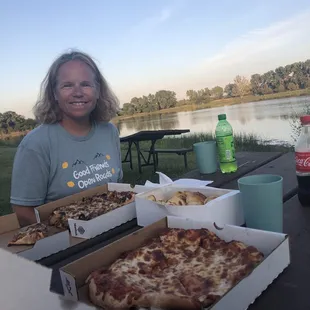 Personal size Pizza and garlic knots