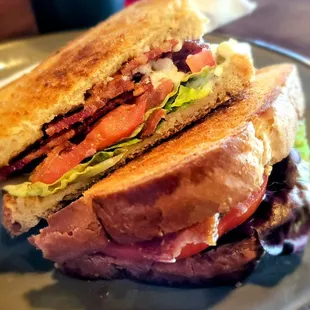 Absolutely delicious, buttery BLT! Slathered with a savory garlic aioli! My 9 year old certainly approves!
