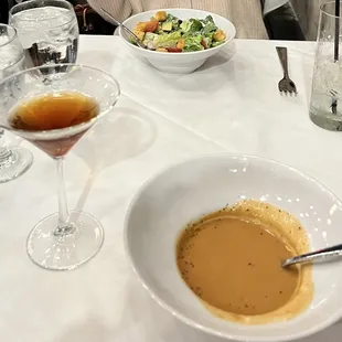 Manhattan and shrimp bisque