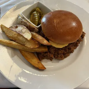 Steak Sloppy Joe with steak fries for me