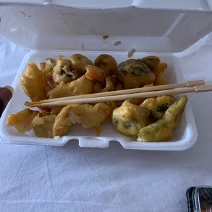 food in a styrofoam container