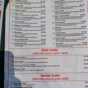 Sushi menu!