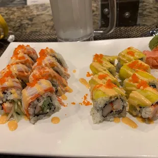 Carolina roll and mango shrimp roll