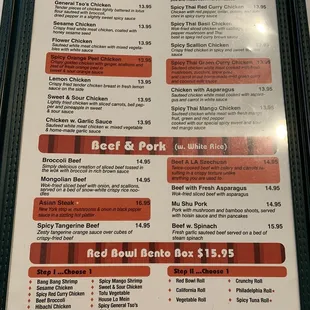 sushi and sashimi, menu