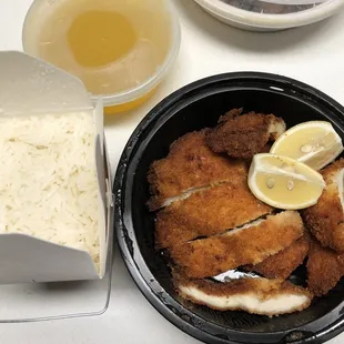 Lemon chicken, aka chicken katsu with lemon sauce.