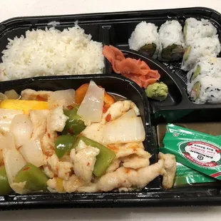 Bento box! Multiple selections available for each section of the bento.