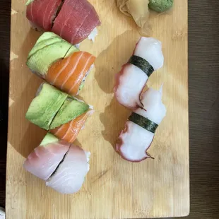 Rainbow Roll and Octopus Nigeri