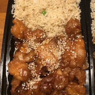 Combination plaster: Sesame chicken w/ fried rice