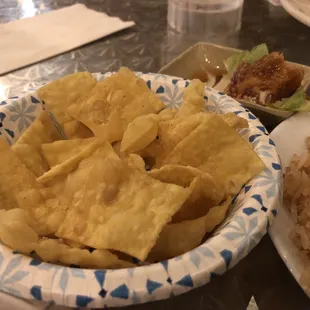 Every plate was glass except the wontons ...  hmm