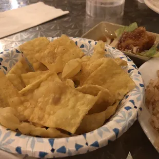 Every plate was glass except the wontons ...  hmm