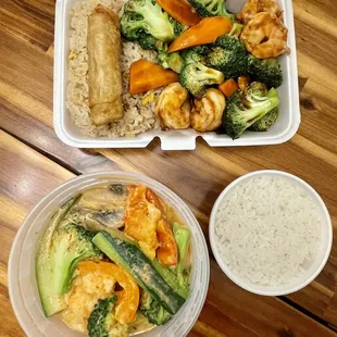 Shrimp Broccoli and ang my favorite Red Curry