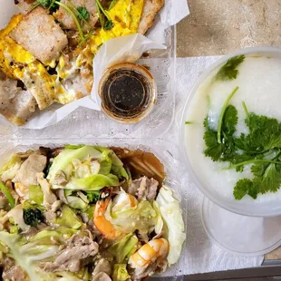 Takeaway: #06 Fried Taro Flour Cake w/Egg, #38 Fish Congee, and #40 Combination Chow Fun.