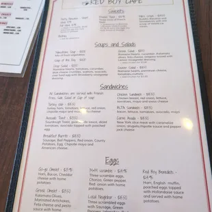 Breakfast menu