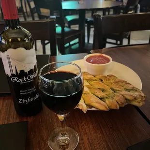 Pesto Twists and Red Wine