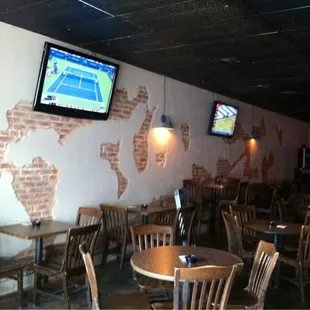 a television mounted on the wall