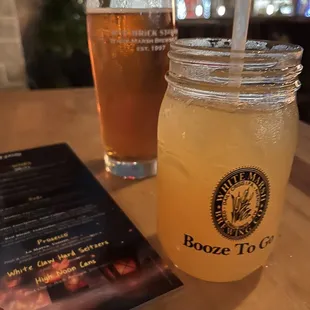 a beverage and a menu