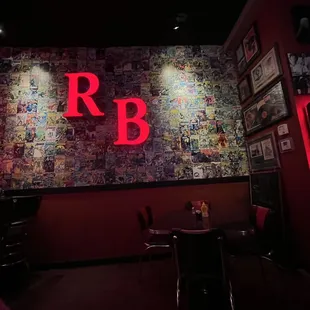 a neon sign that reads r b